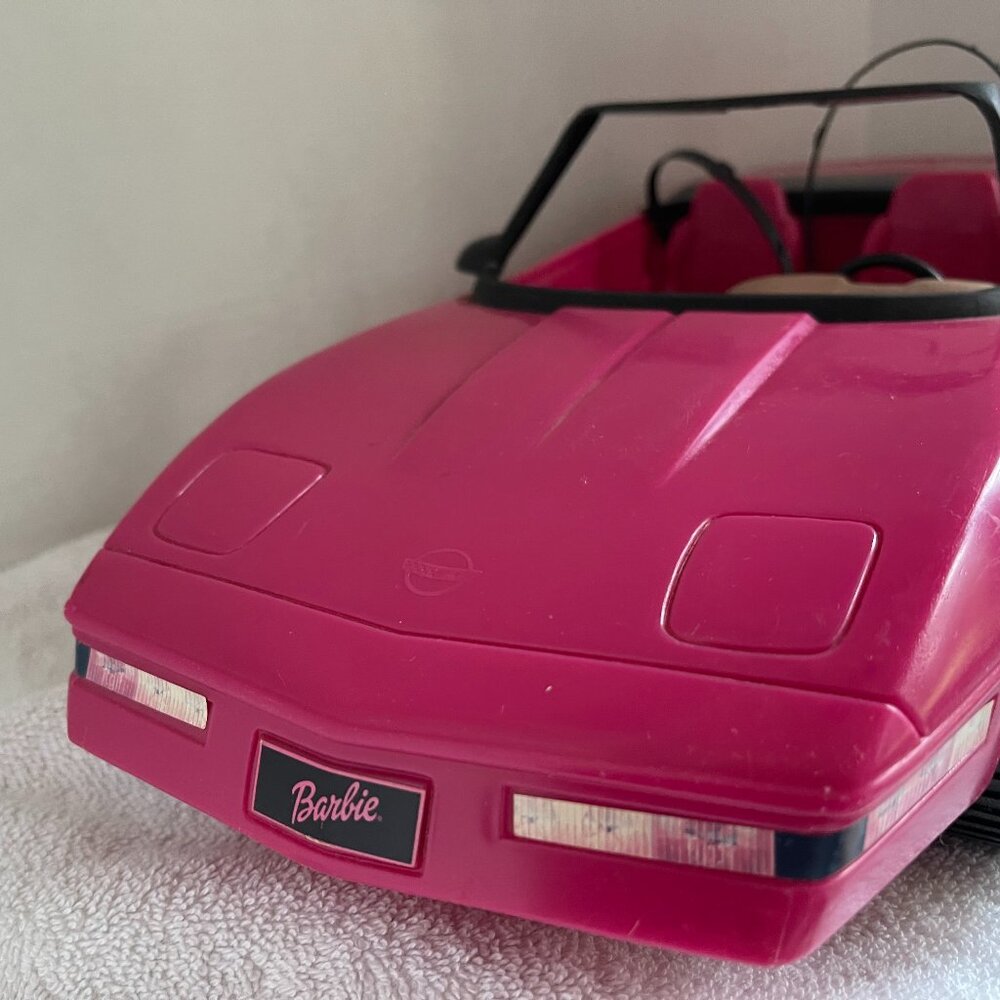 1994 Vtg Mattel Barbie Corvette Convertible Dark Pink Car 18" Long w/seatbelts